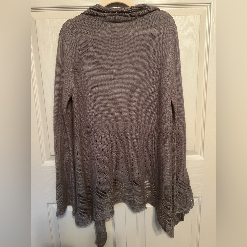 Decree Brown Ruffled Cardigan - Picture 2 of 9